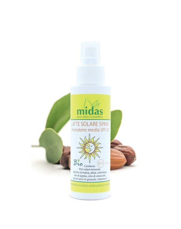 LATTE SOLARE SPRAY PROTEZIONE MEDIA SPF 20 BIO CON FILTRI SOLARI MINERALI