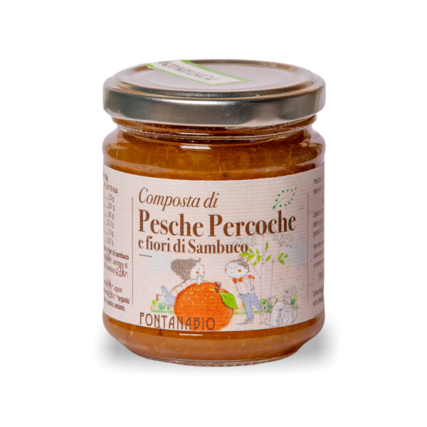 COMPOSTA DI PESCHE E FIORI DI SAMBUCO GR 210